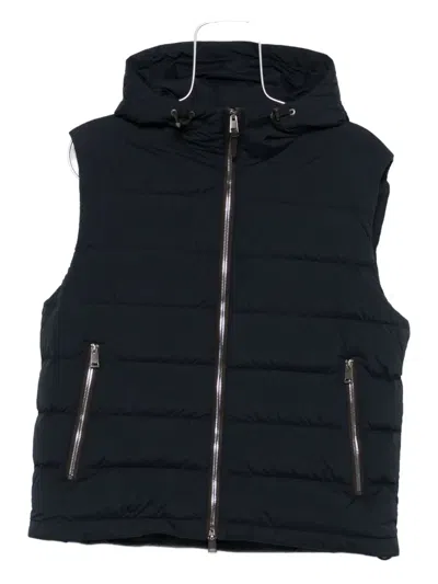 Hugo Boss Hooded Zip Gilet In Blue
