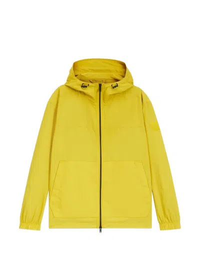 Hugo Boss Hooded Zip-up Raincoat In Yellow
