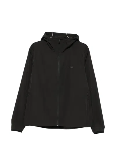 Hugo Boss Hooded Zip-up Jacket In Black