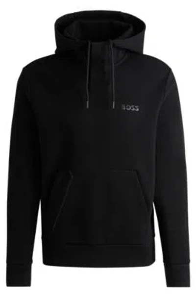 Hugo Boss Hoodie With Mirror-effect Logo In Black