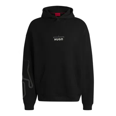 Hugo Boss Hoodie With Racing Print In Black
