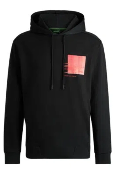 Hugo Boss Hoodie With Seasonal Artwork In Black