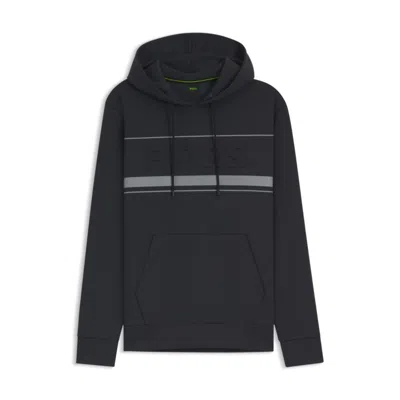 Hugo Boss Hoodie With Stripe Details In Blue