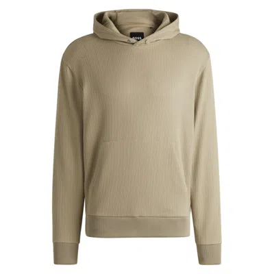Hugo Boss Hoodie With Striped Structure In Beige
