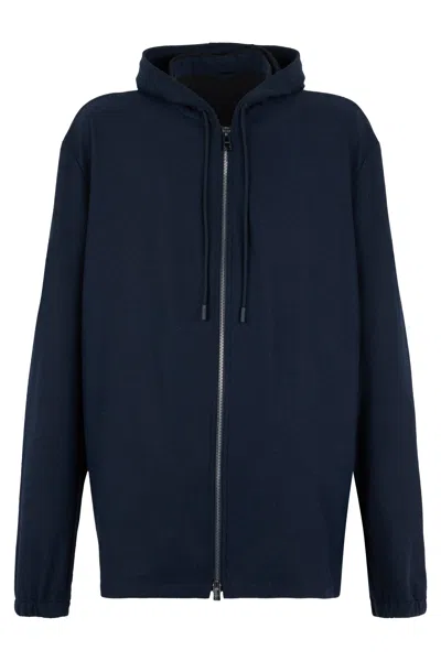 Hugo Boss Hoodie With Zipper In Blue