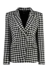 Hugo Boss Boss Jia Houndstooth Double Breasted Blazer In White
