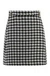 Hugo Boss Womens Open Miscellaneous Houndstooth-pattern High-waist Woven Mini Skirt In White