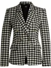 Hugo Boss Boss Jia Houndstooth Double Breasted Blazer In Black