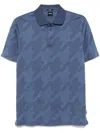Hugo Boss Houndstooth-pattern Polo Shirt In Blue
