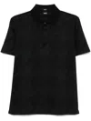 Hugo Boss Houndstooth-pattern Polo Shirt In Schwarz