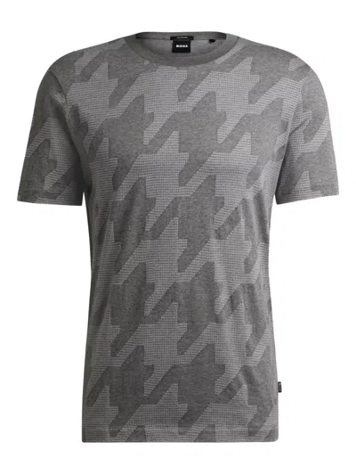HUGO BOSS HOUNDSTOOTH-PATTERN T-SHIRT