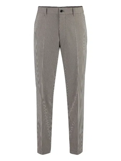Hugo Boss Houndstooth-pattern Trousers In Gray