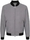 Hugo Boss Houndstooth-print Zip-up Jacket In Grey