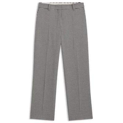 Hugo Boss Houndstooth Straight-leg Trousers In Stretch Fabric In Gray
