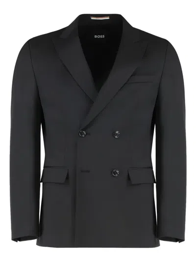 HUGO BOSS HOUSTON DOUBLE-BREASTED FLAP-POCKET BLAZER