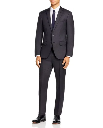 Hugo Boss 3-piece Patterned Wool Slim-fit Suit In Dark Blue