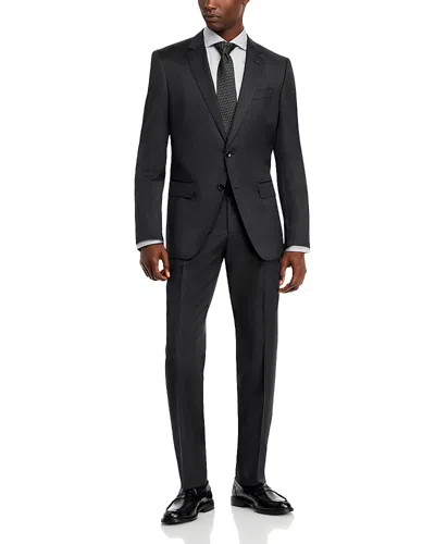 Hugo Boss Huge/genius Wool Twill Slim Fit Suit In Charcoal