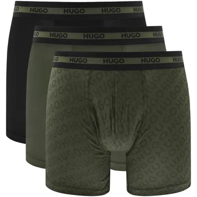 Hugo Boss Hugo 3 Pack Planet Boxer Briefs Black In Green