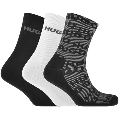 Hugo Boss Hugo 3 Pack Ribbed Socks In Black