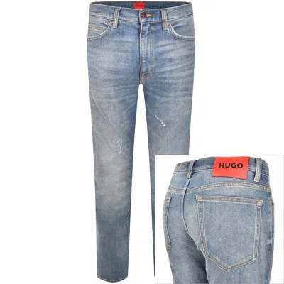 Hugo Boss Hugo 708 Slim Fit Jeans Light Wash Blue In Black