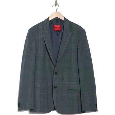 Hugo Boss Hugo Arti Dark Blue Plaid Peak Lapel Sport Coat