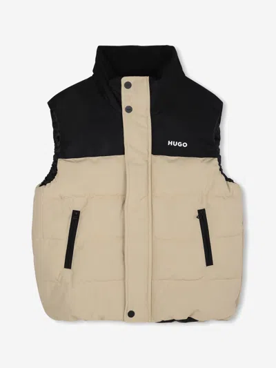 Hugo Boss Kids' Hugo Boys Down Padded Logo Gilet In White
