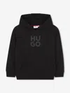 Hugo Boss Hugo Boys Stacked Logo Hoodie In Black