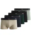 Hugo Boss Five-pack Of Stretch-cotton Trunks With Logo Waistbands In Green Assorted