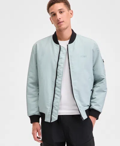 Hugo Boss Hugo By  Men's Baken2435 Slim-fit Satin Bomber Jacket In Blue