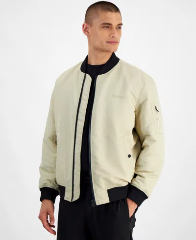 Hugo Boss Hugo By  Men's Baken2435 Slim-fit Satin Bomber Jacket In Khaki