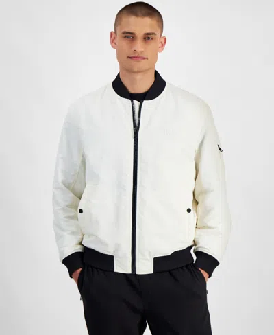 Hugo Boss Hugo By  Men's Baken2435 Slim-fit Satin Bomber Jacket In White