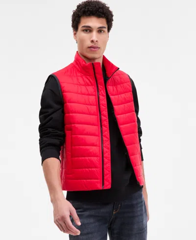 Hugo Boss Hugo By  Men's Barvino2435 Slim-fit Quilted Full-zip Liner Vest In Red