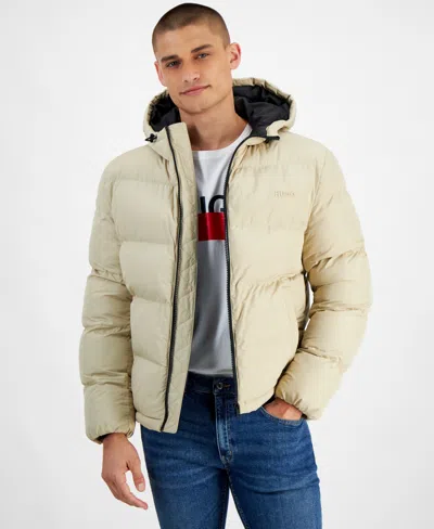 Hugo Boss Hugo By  Men's Beazly2436 Slim-fit Quilted Full-zip Hooded Puffer Jacket In Khaki