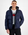 Hugo Boss Hugo By  Men's Beazly2436 Slim-fit Quilted Full-zip Hooded Puffer Jacket In Navy
