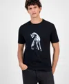 Hugo Boss Mens Dog-print Short-sleeved Cotton-jersey T-shirt Black In Black