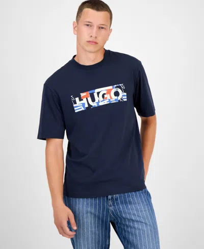 Hugo Boss Hugo By  Men's Cotton Logo Graphic T-shirt In Blue