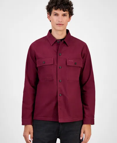 Hugo Boss Hugo By  Men's Cotton Twill Oversized Shirt In Burgundy