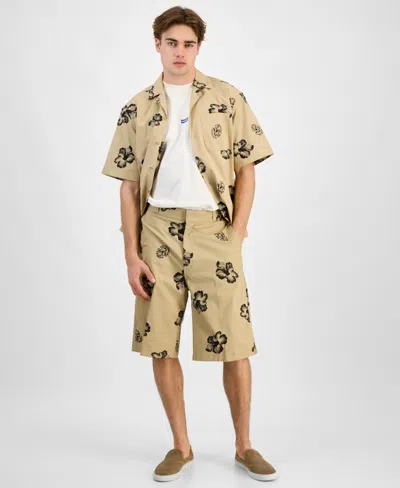 Hugo Boss Hugo By  Men's Damo242 Baggy-fit Stretch Floral 13" Shorts In Light Beige