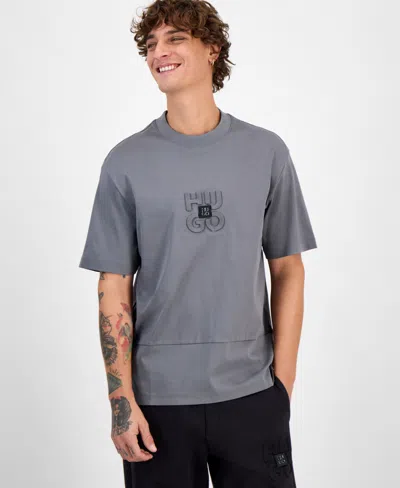 Hugo Boss Hugo By  Men's Debostac Relaxed-fit Logo Graphic T-shirt In Gray