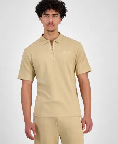 Hugo Boss Hugo By  Men's Dubilo Short Sleeve Quarter-zip Polo Shirt In Neutral