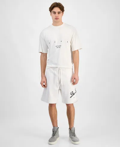 Hugo Boss Hugo By  Men's Duold Relaxed-fit Embroidered 8-1/2" Drawstring Shorts In Natural