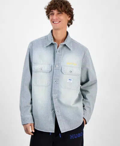 Hugo Boss Hugo By  Men's Ebolt Shirt Jacket In Bright Blue