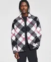 Hugo Boss Hugo Enalu Diamond Plaid Fleece Shirt Jacket In Black