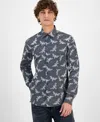 Hugo Boss Hugo By  Men's Ermo Butterfly Patterned Shirt In Black