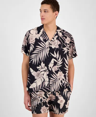 Hugo Boss Hugo By  Men's Floral Shirt In Light Beige