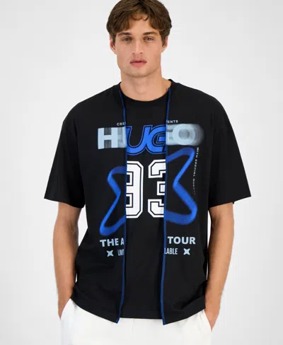 HUGO BOSS HUGO BY HUGO BOSS MEN'S LAYERED-LOOK GRAPHIC T-SHIRT
