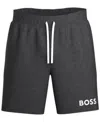 Hugo Boss Ease Cotton Logo Print Shorts Regular Fit In Med Gy