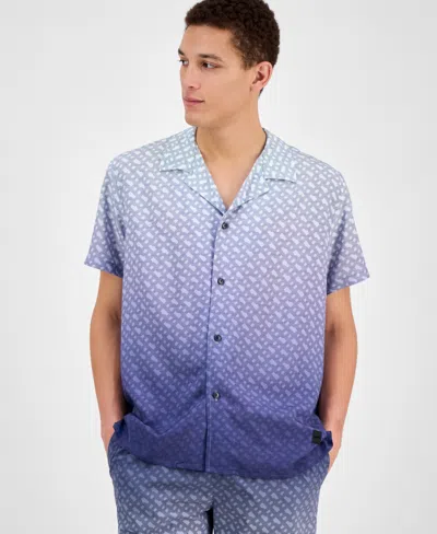 Hugo Boss Hugo By  Men's Logo-pattern Shirt In Navy