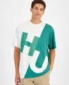 Hugo Boss Hugo By  Men's Loose-fit Colorblocked Logo Graphic T-shirt In White,green