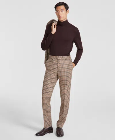Hugo Boss Hugo By  Men's Modern-fit Houndstooth Suit Separate Pants In Dark Brown